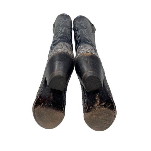 Justin hand made cowgirl boots 4B black and gray viper sopythana skin high - Picture 6 of 8